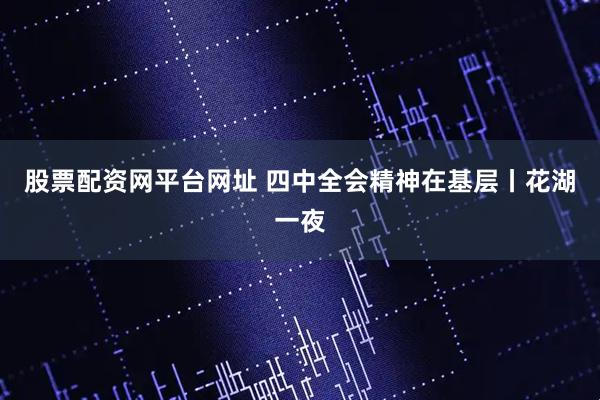 股票配资网平台网址 四中全会精神在基层丨花湖一夜